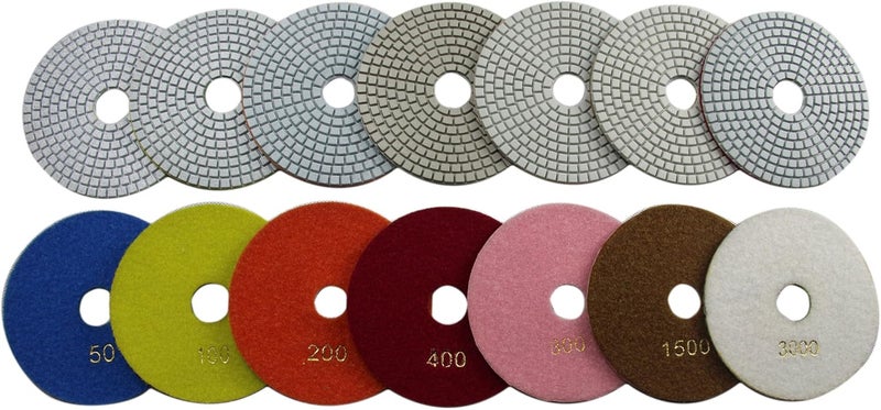 Konfor Diamond 5 Inch Wet Polishing Pads for Granite Marble Travertine Terrazzo Engineered Stone (Pack of 7) - Image 3